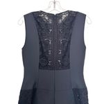 BCBGMAXAZRIA Black Crochet Paneled Sleeveless Pleated Sheath Midi Dress Size XS Photo 7