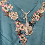 Panhandle New floral embroidered shirt  Floral Embroidered Top  v notch and tie Photo 1
