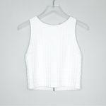 Alice + Olivia Eryn Check Jacquard Textured Knit White Exposed Zip Crop Top Sz 4 Photo 2