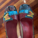 Obiono Handpainted Colorful Women's Shoes Butterfly Floral Indie Chunky Retro 38 Red Size 7.5 Photo 2