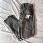 American Eagle Dark Grey Wash Distressed High-Rise Mom Jeans Size 00 Short Photo 0