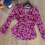 Milly  Brooke Floral-Print Chiffon Blouse, Pink Size 8 Photo 0