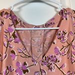 J Jill Luxe Supima Pleat Back Tee Pink Floral V Photo 3
