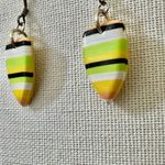 Sterling silver Yellow and green striped earrings Photo 1
