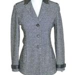 St. John Blazer Size 2 Black Leather Detail 3 Button Photo 0