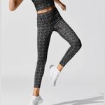 Carbon 38 Black High Rise 7/8 Lace Floral Pearl Print Metallic Silver Leggings Photo 5