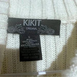 Kikit Ivory Faux Fox Fur Front Stretchy Knit Back Zip Vest Sleeves Size Long White Size L Photo 4