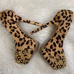 Steve Madden  Bolddd gold studded leopard fur platforms mob wife Photo 4