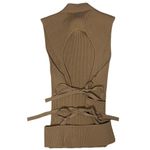 Mistress Rocks  Top Women’s Size Large Camel Sleeveless Strappy Back Ribbed Mock Photo 2