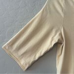 CAbi light yellow embellished flower v-neck raw hem top size XS Photo 5