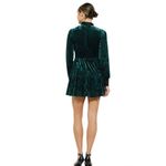 INA  Womens Velvet Bow Tie Long Sleeve Mini Dress Black Green‎ Size Medium NWOT Photo 3