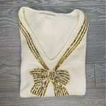 Vintage vivanti white and gold beaded 40s Style Gold Bow Sweater shirt medium Photo 6