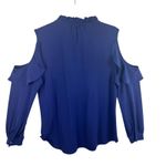 The Limited  Navy Blue Ruffled Cold Shoulder Long Sleeve Light Blouse Size M Photo 1