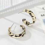 Leopard Print Hoop Earrings Brown Photo 1
