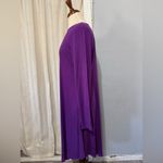 Women Purple Halter Long Sleeve Tunic Mid Stretchy Pockets Dress XL High Photo 6