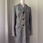Jones New York Vintage ‘00s Black & White Houndstooth Knee Length Jacket Photo 3