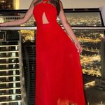 ZARA  dress maxi red pleated Elegant Halter wedding party evening  Photo 6