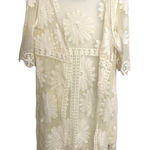POL Embroidered Lace Kimono Womens One Size Cream Daisy Floral Sheer Duster Photo 0