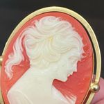 Vintage Unsigned Coral Victorian Cameo Gold Photo 10