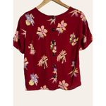 Madewell  Red Birds of Paradise Floral Print Button Up Short Sleeve Top Size S Photo 7