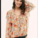 Free People Intimately Say It To Me Bodysuit Long Sleeve Orange Floral XS Photo 0