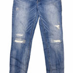 White House | Black Market Blue Distressed Skinny Silver Accents Jeans Size 10R Photo 0