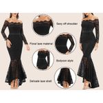Black Lace Off Shoulder Long Sleeve‎ Bodycon Mermaid Gown Evening Dress XL Photo 9