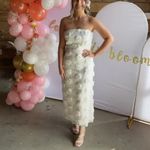Lulus Posh Appearance White 3D Floral Appliqué Strapless Midi Dress Size XS Photo 3
