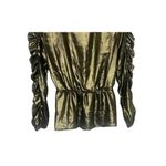 ZARA  Metallic V Neck Ruched Long Sleeve Top Elastic Waist Lightweight S Gold Photo 9