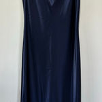 Bebe  y2k satin slip dress size S navy blue spaghetti straps midi length Photo 0