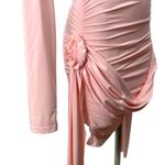 LIONESS NEW  Glory Blush Pink Long Sleeve Ruched Boat Neck Mini Bodycon Dress XS Photo 5