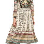 Anthropologie Far Fields Beaded Midi Dress Bhanuni by Jyoti size 2 Cream Photo 0