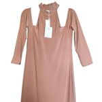 WAYF Twin Flame Nude Cold Shoulder High Neck Midi Dress Large NEW Photo 0