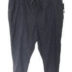 Lucky Brand NWT Black Linen Blend Utility Drawstring Pull-Up Pants Sz XL Photo 0