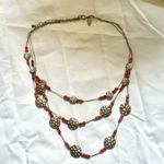 Ny Collection  triple strand orange, pink and gold tone disc necklace Photo 3