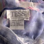Vintage Tess Button Up Blouse 12 Fairy Silk Blue Photo 6
