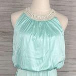 Vintage Sleeveless Maxi Dress Crochet Neckline Mint Green/Cream Photo 1