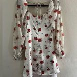 We Wore What  Optic White Multi Floral Puff
Sleeve Cowl Neck Mini Dress sz 4 Photo 7