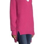 a.n.a . V-Neck High Low Sweater Catalina Hot Pink Photo 2