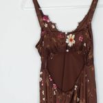 Old Navy  Womens Babydoll Lace Floral Satin Midi Slip‎ Dress Size M Open Back Y2K Photo 8