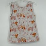 Faded Glory Vintage Y2K  Floral Tank Top White Orange Built In Bra Stretch Size M Photo 4