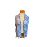 Blue Polka Dot Fringed Scarf Photo 3