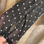 EXPRESS Black White Sheer Sleeve Polka Dot Surplice Top Puff Sleeve S Photo 2