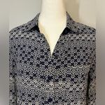 Diane Von Furstenberg  silk navy white printed lightweight shirt dress size‎ 4 Photo 2