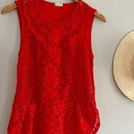 Anthropologie | Tiny | Red Gardenia Lace Top | Sz XS Photo 0