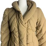 Vintage 80s Snowbird Goose Down Coat XS Tan Quilted Puffer High Collar Button Zi Photo 1