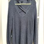 Torrid  | Smokey Blue Ribbed Long Sleeve Sweater Plus Size 3X Criss Cross V-Neck Photo 9