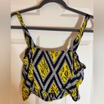Topshop  Size 6 Yellow Black White Halter Crop‎ Top Button Down Photo 5