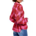 Free People NWT  Pacific Dawn Red and Pink Plaid Button-Down Shirt Size: XS Photo 13
