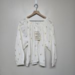 Emerson Fry India Collection Frances White Gold Print Blouse L Boho Peasant Top Size L Photo 3